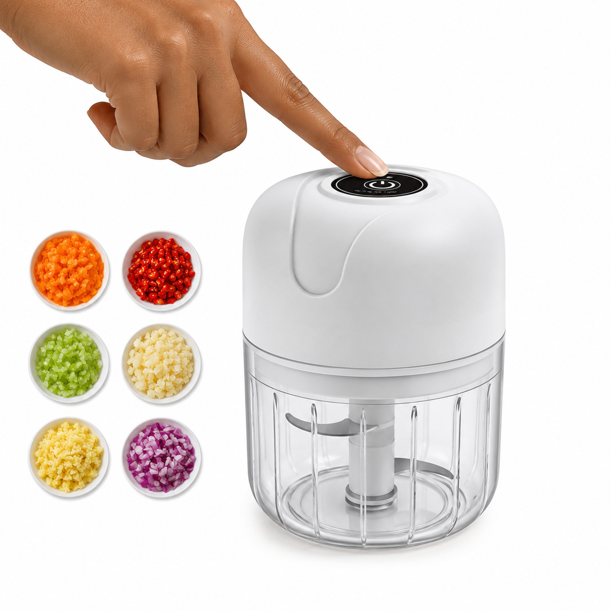 Mini Hachoir Électrique Multifonction 250 ml – Coupe-Légumes, Ail, Oignons, Herbes & Viande – Rechargeable USB