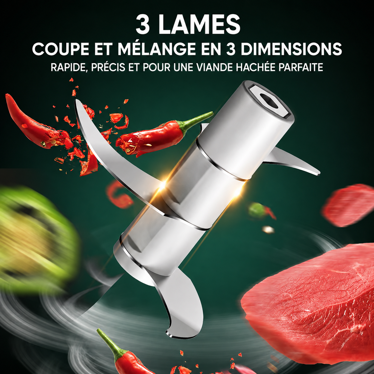 Mini Hachoir Électrique Multifonction 250 ml – Coupe-Légumes, Ail, Oignons, Herbes & Viande – Rechargeable USB