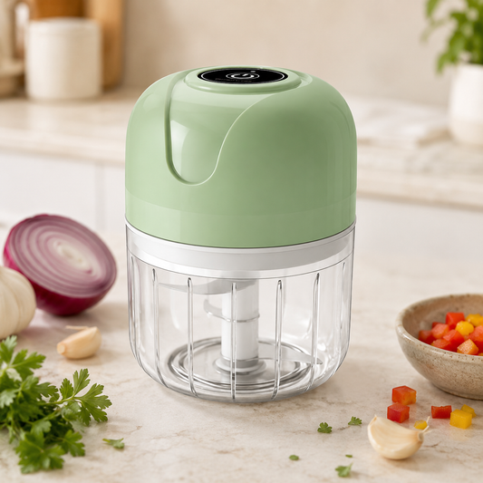 Mini Hachoir Électrique Multifonction 250 ml – Coupe-Légumes, Ail, Oignons, Herbes & Viande – Rechargeable USB